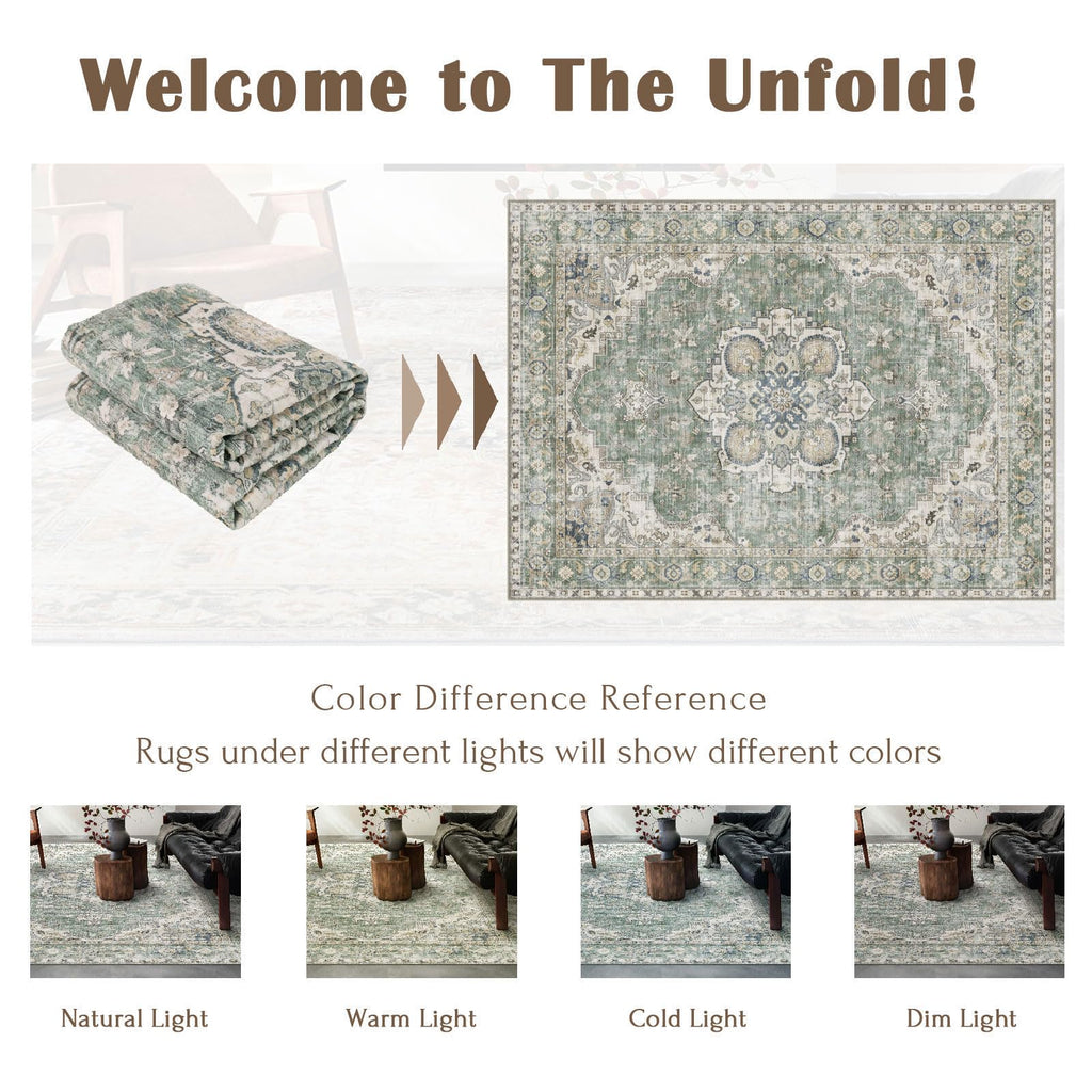 Washable Hallway Runner Rug - Long Non-Slip Sage Green