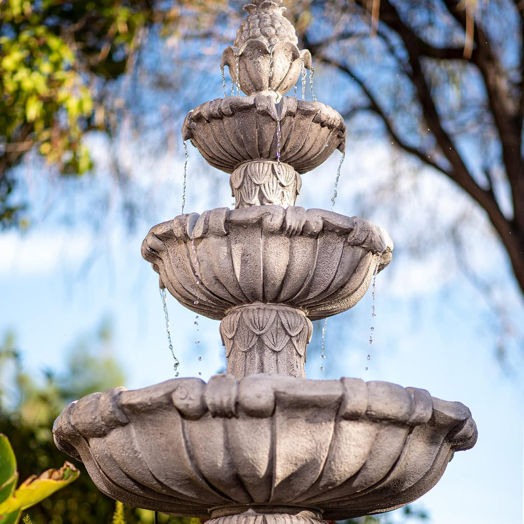 Outdoor Bird Bath Fountain 58.3" - 3-Tier Freestanding Water Fountain with Pump, Large Garden Patio Yard Décor