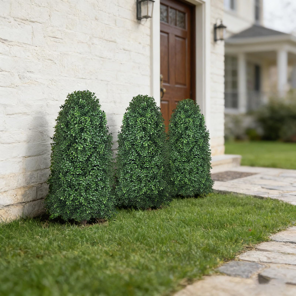 Boxwood Topiary Bush -Artificial Topiary for Outdoors-Evergreen Plants Topiary Ball Tree UV-Resistant 2-Pack for