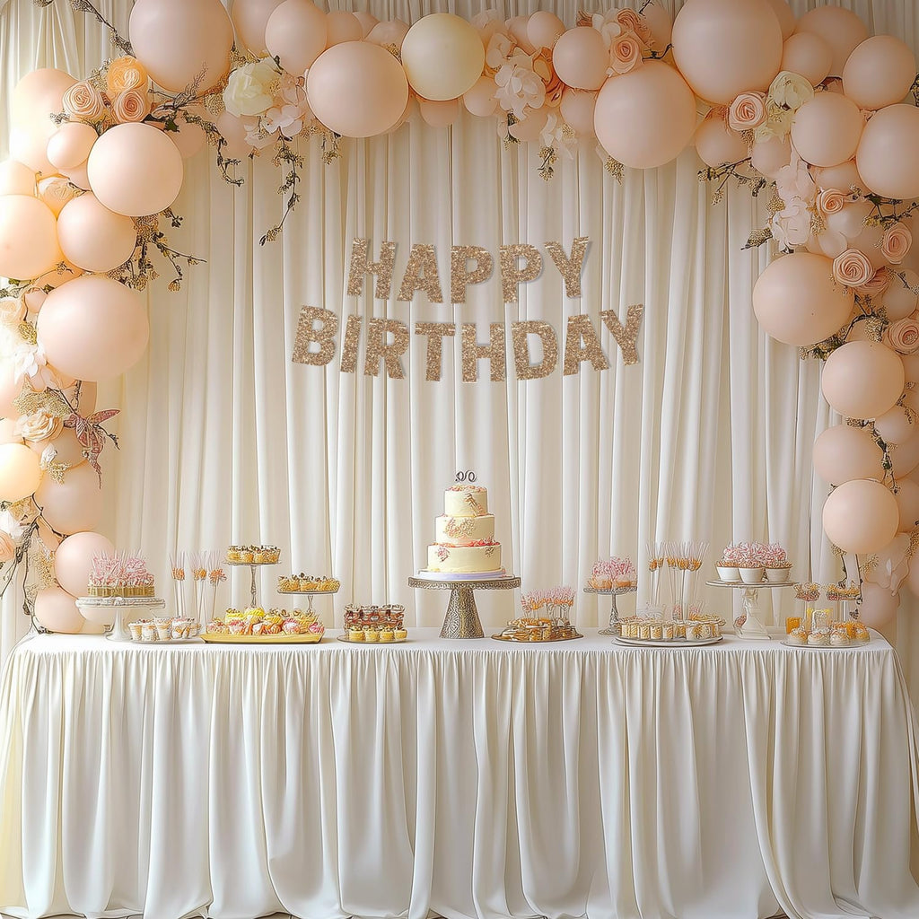 10x10FT Ivory Backdrop Curtains for Wedding Parties, Wrinkle Free Photo Backdrop Curtains for Wedding Birthday Party