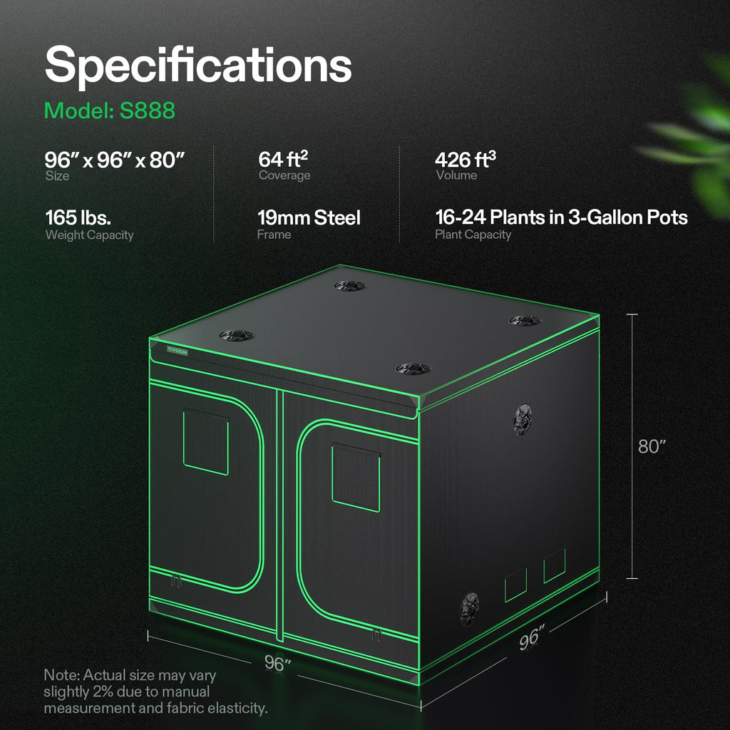8x8 Large Grow Tent 96"x96"x80" Mylar Growing Tents