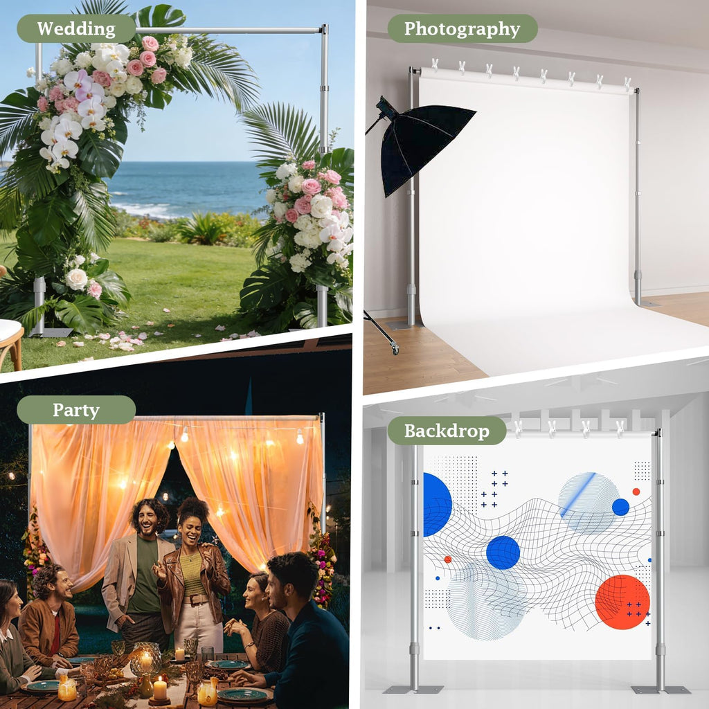 Heavy Duty Backdrop Stand 10x10 Adjustable Photo Pipe and Drape Stand