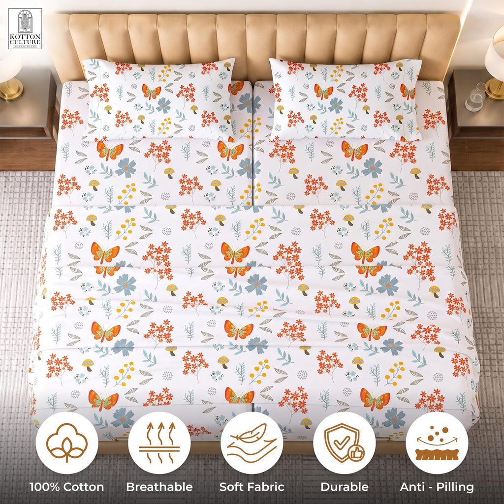 Bed Sheets 5 Piece 100% Egyptian Cotton 600 Thread Count Crisp Cooling Cotton Luxury Hotel Sheets Thick with 16" Inch