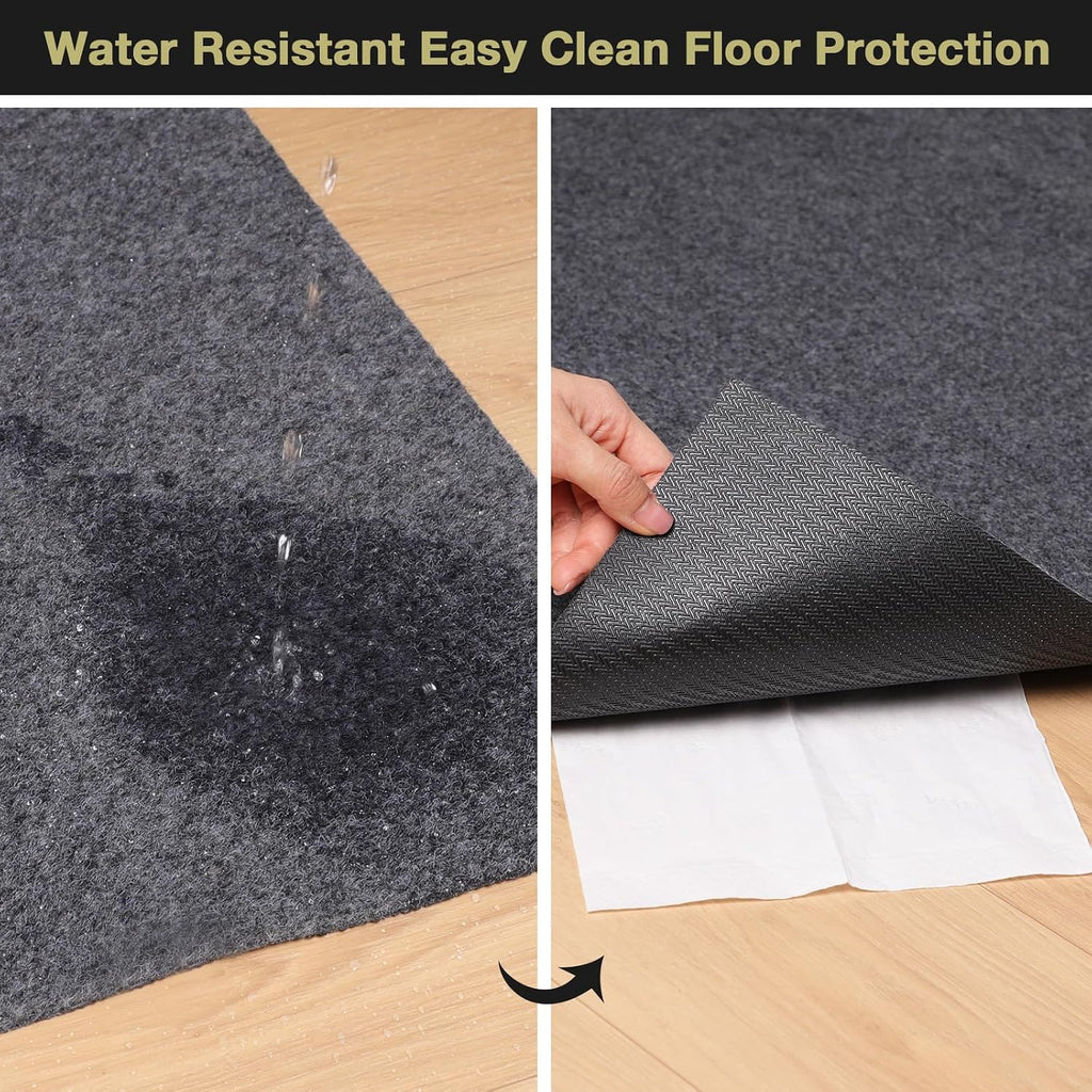 Rug Pad 8x10 Non Slip for Hardwood Floors, 1/8" Extra Thick Waterproof Felt Carpet Pad, Low Profile Underlay for Area