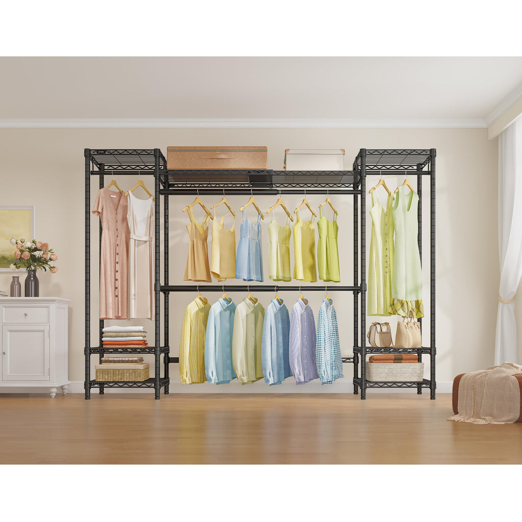 X30 Expandable Clothes Rack Adjustable from 5' to 6'11", 950lbs Capacity Heavy Duty Portable Closet Wardrobe with 4