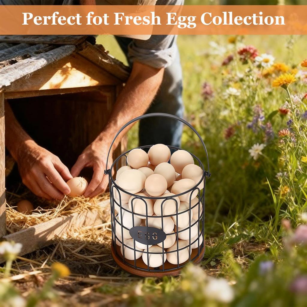 Egg Basket for Gathering Fresh Eggs, Wire Egg Basket-Straight Style