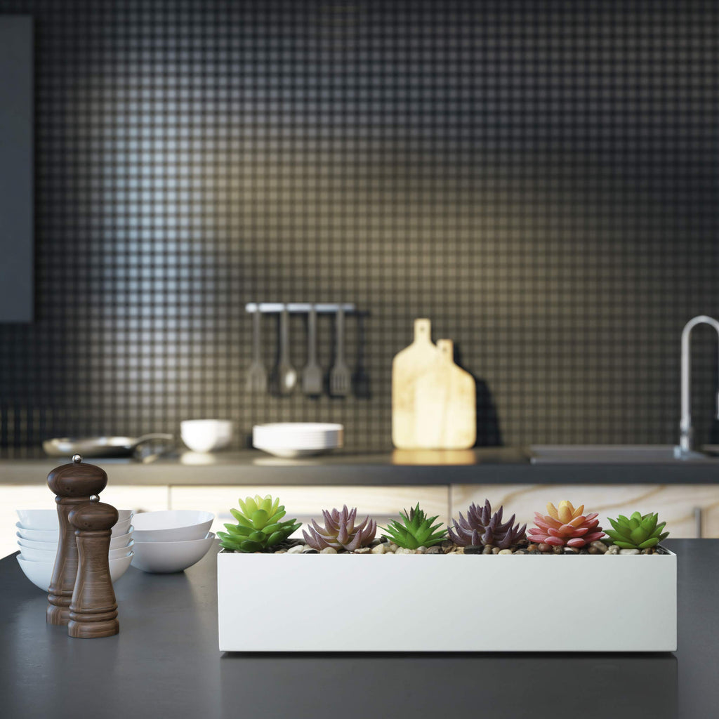 Modern White Rectangle Planter Box, 16" Metal Planter Perfect for Succulent, Narrow Box for Table or Window Sill