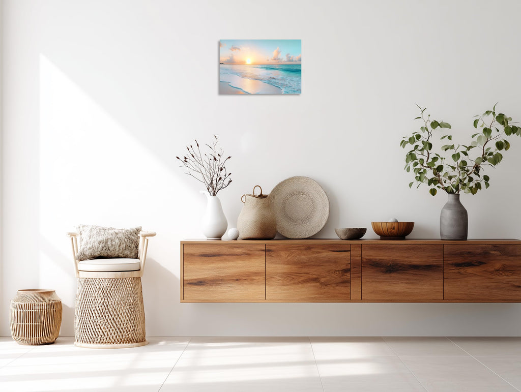 Beach Pictures Wall Art Beach Canvas Wall Art White Ocean at Sunrise Print on Canvas Seascape Paintings Coastal