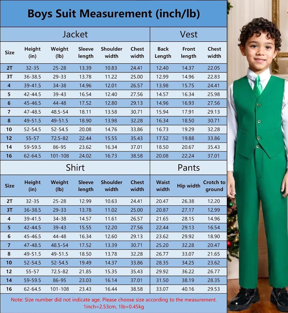 Kids Suits Tuxedo for Boys Toddler Dress Vest Pants Set Ring Bearer Outfit