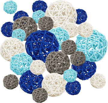 Wicker Rattan Balls, 3 Sizes Decorative Balls for Vase Filler - Set of 40