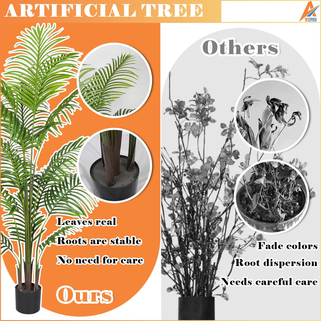 6 FT Artificial Areca Palm, Indoor Simulation Plants, Fake Areca Palm Decor, Large Tall Tree, Indoor Decorative