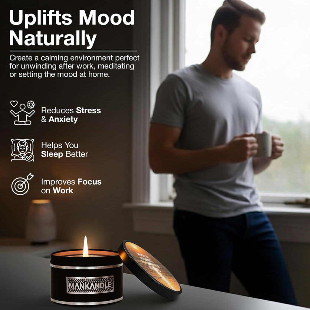 Premium Scented Candles Gift Set for Men | 6-Pack Soy Wax Candles with Relaxing Masculine Scents | Inspirational