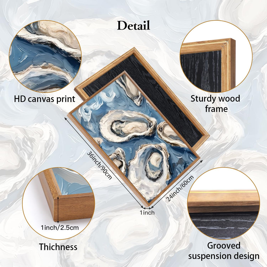 Oyster Wall Art Blue Seashell Wall Decor Seafood Oysters Artwork