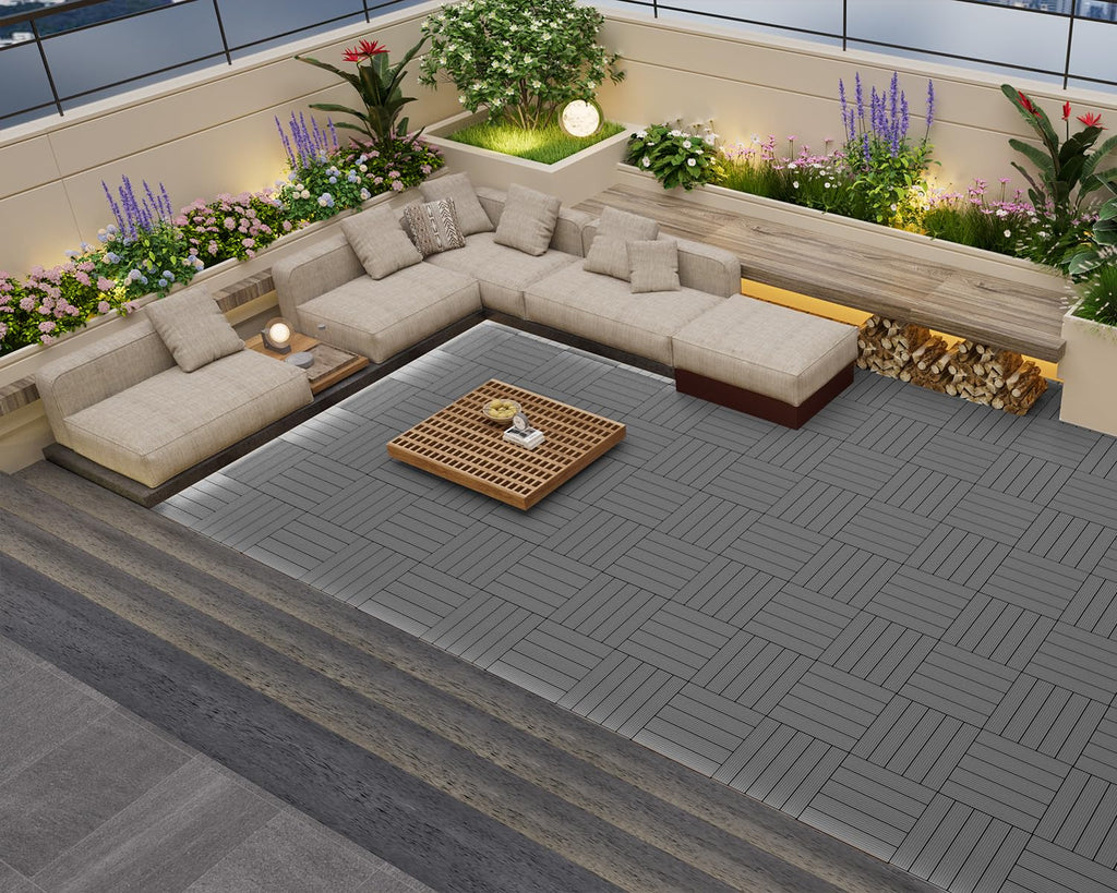 54 PCS Plastic Interlocking Patio Deck Tiles Outdoor All Weather
