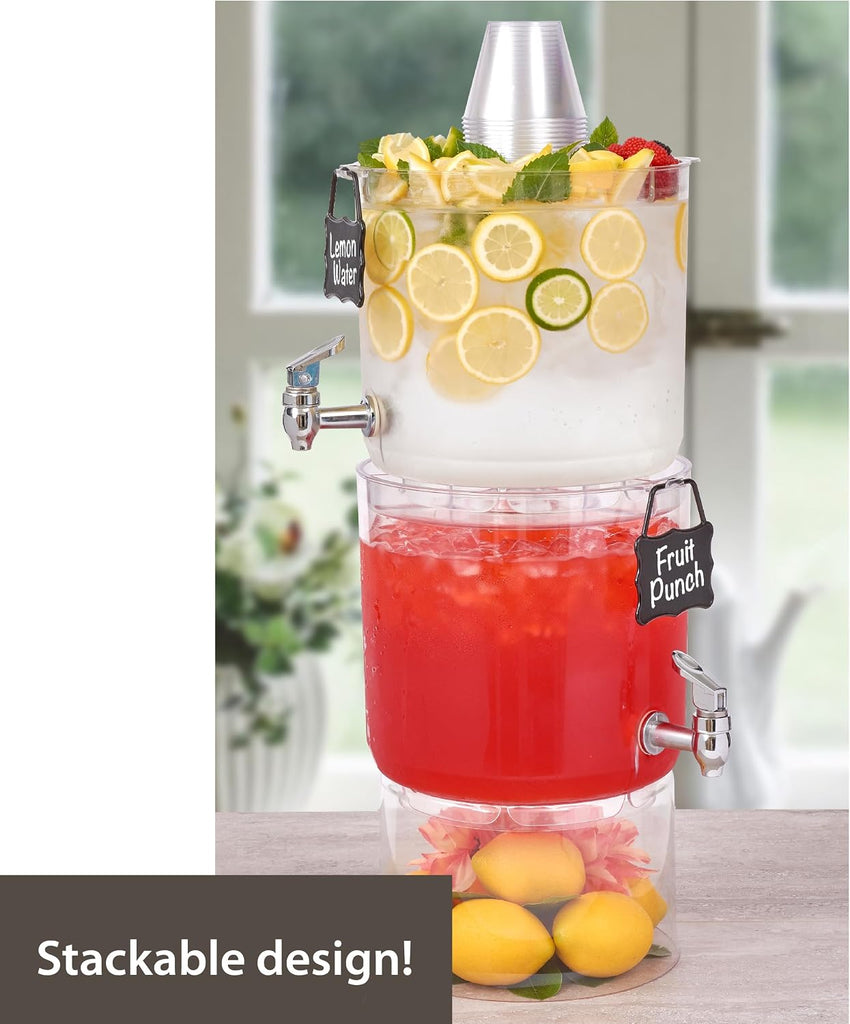 Durable 2 Gallon Beverage Dispenser with Stand - Set of 2