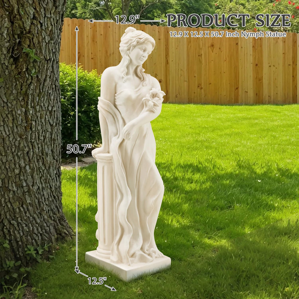 51" Nymph Garden Statue, Roman Goddess Sculpture for Outdoor Decor