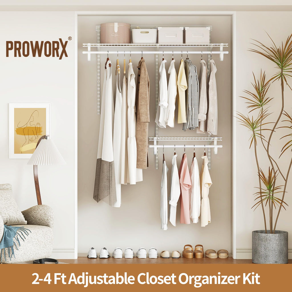 2-4 Ft. White Custom Insert Wire Closet Organizer System Kit