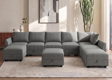Oversized Modular Sectional Sofa with Storage Seats Reversible Couch with Ottomans U Shaped Modular Sectional Couch