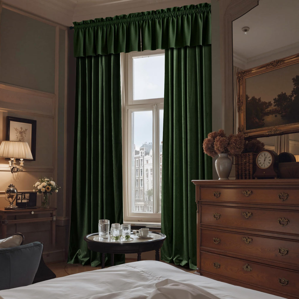 Velvet Cafe Windows Valance, Olive Green Window Treatment for Kitc