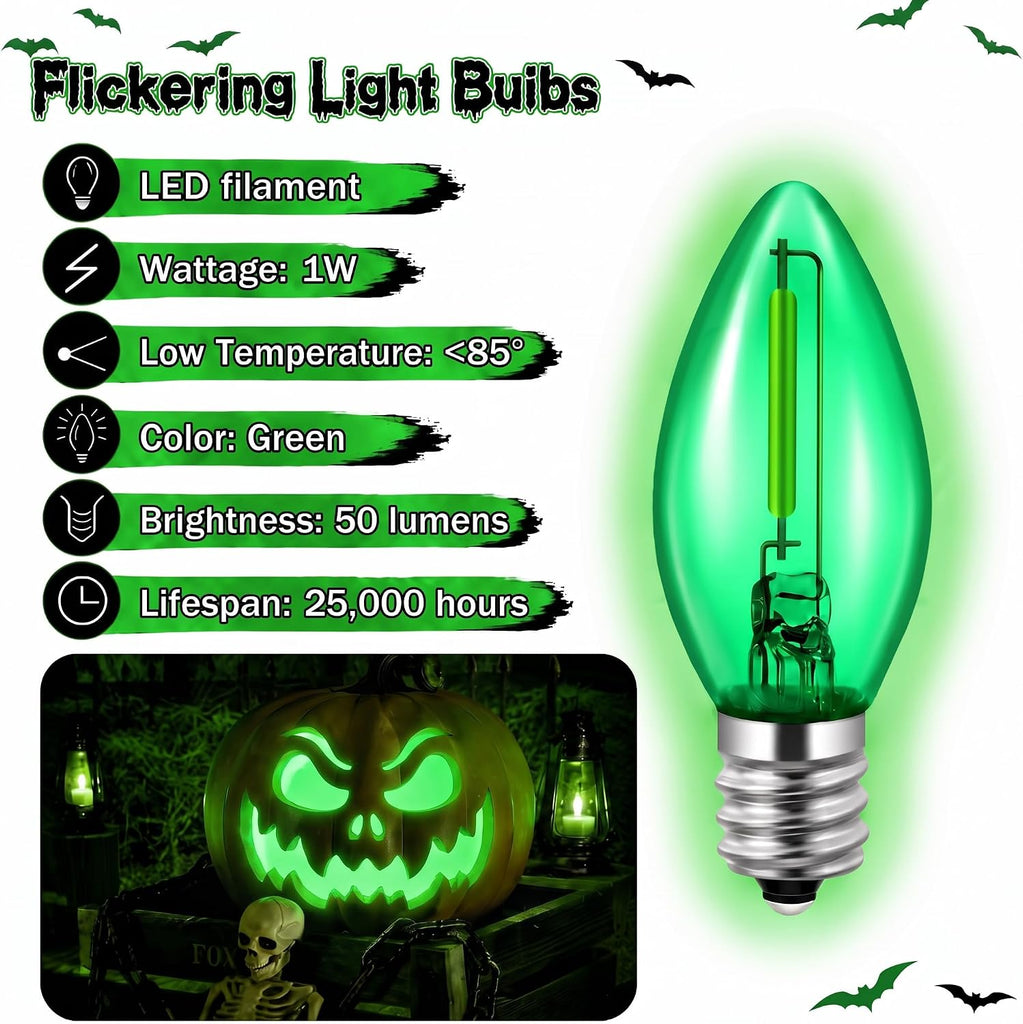 Accessory Cord with 1 LED Light Bulb, On/Off Switch, Green