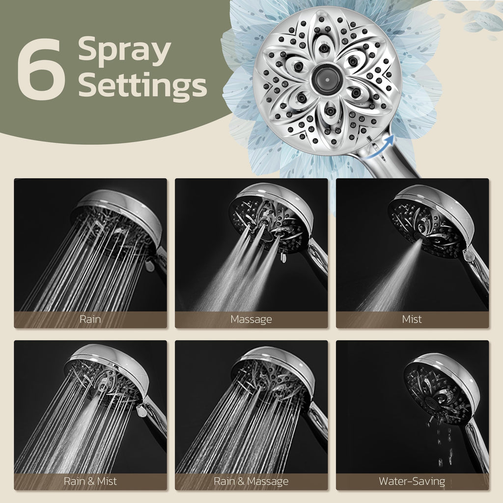 High Pressure Filtered Shower Head with Handheld, Chrome