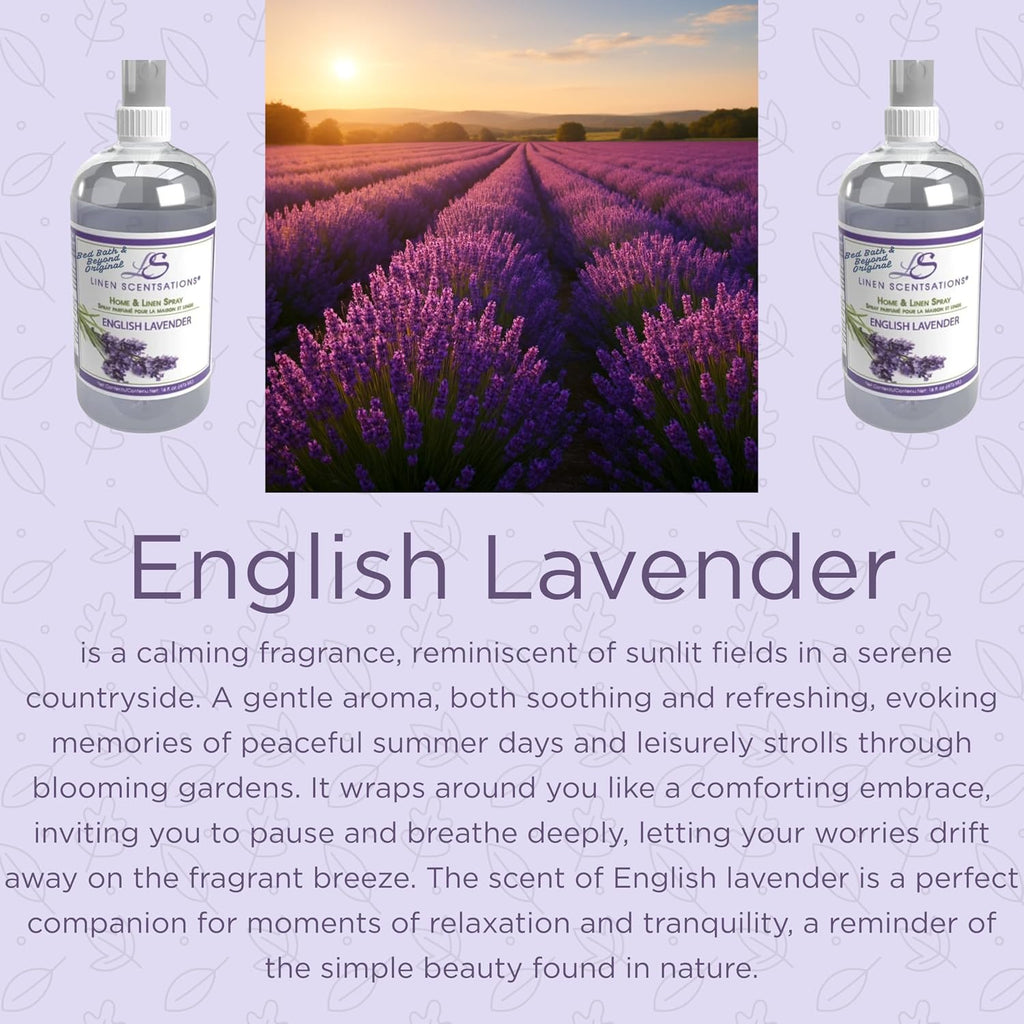 English Lavender Linen Spray - Natural Room and Fabric Freshener - Set of 2