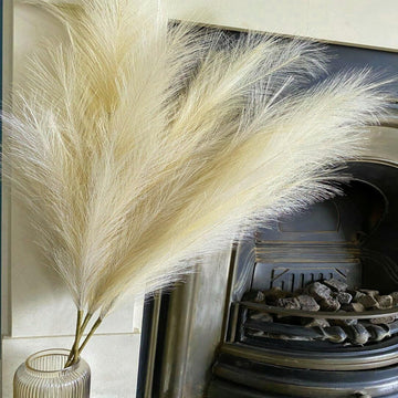 38" 10 Stems Faux Pampas Grass Decor Tall Beige Pampas Grass for Floor Vase
