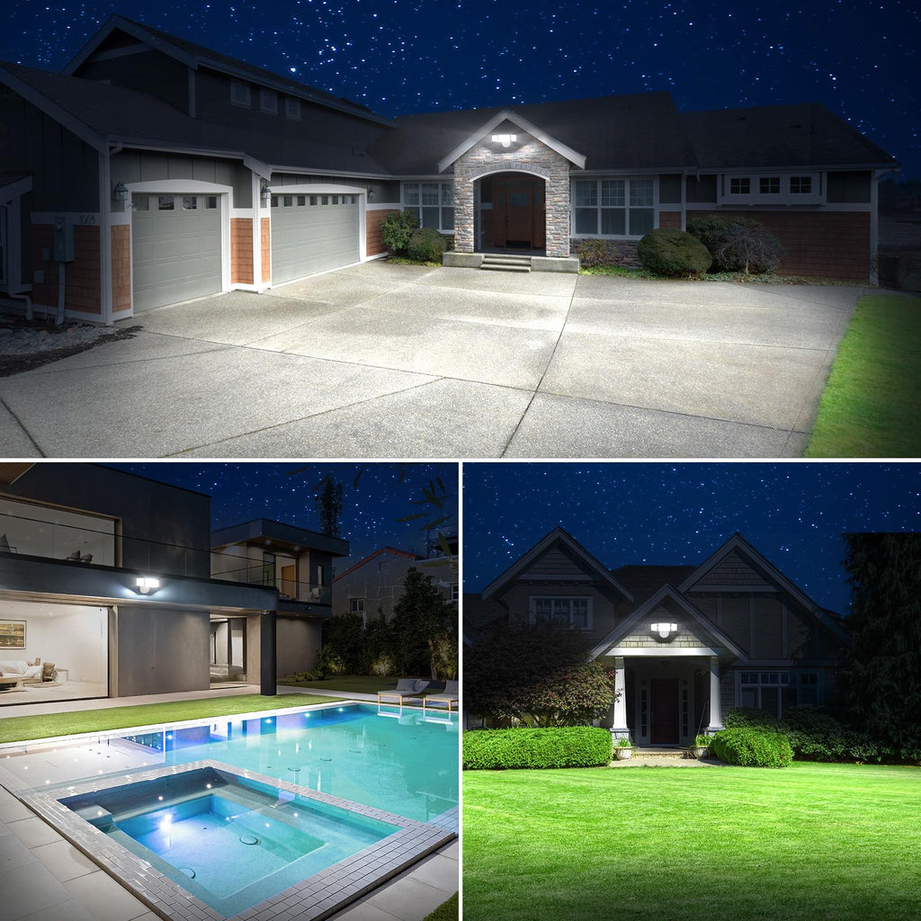 Flood Lights Outdoor, Brightness Security LED Flood Lights with 3 Adjustable Heads, Switch Controlled
