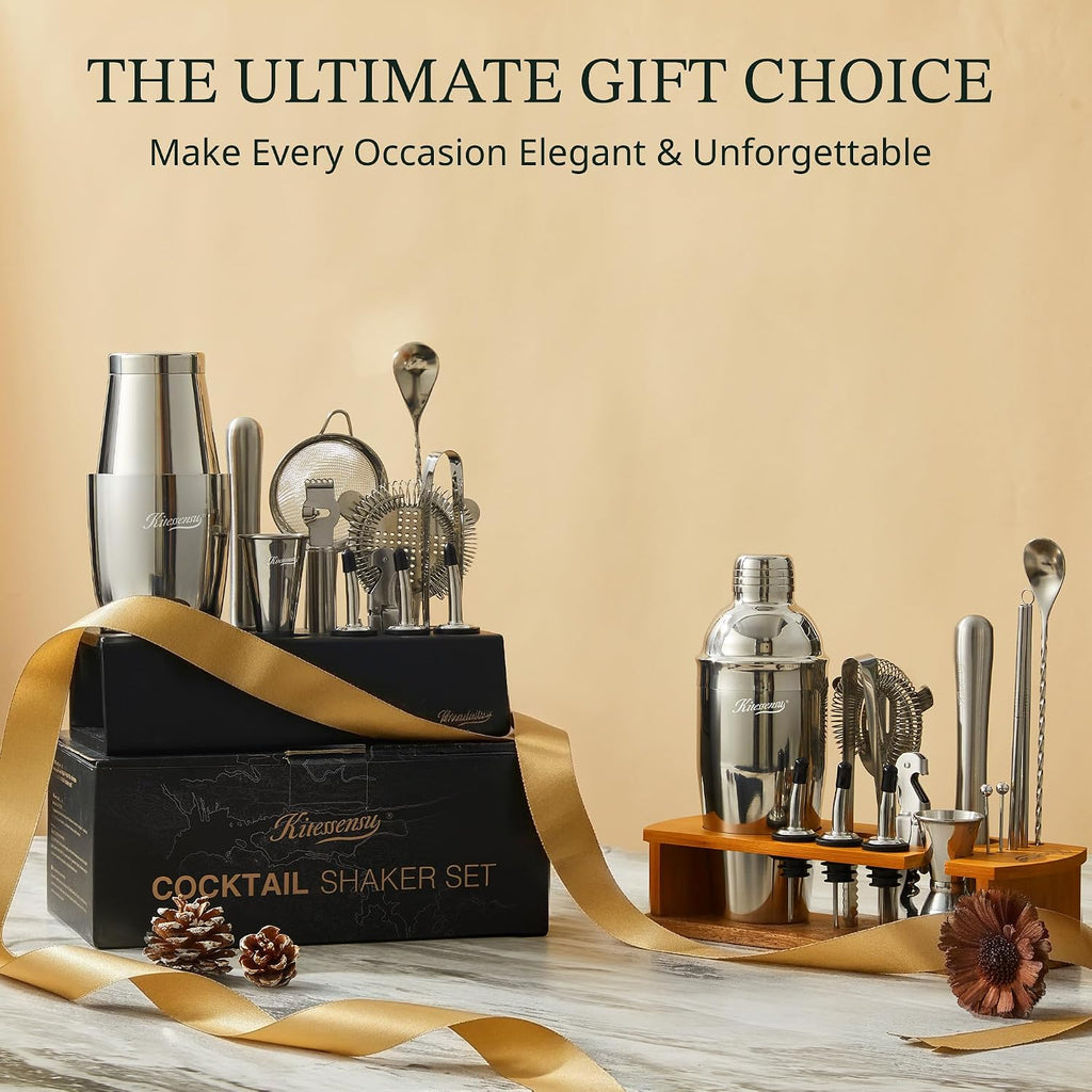 Boston Shaker Set Mixology Bartender Kit | Premium Cocktail Shaker Kit with Stand Professional Home Bar Tools - Set of 15