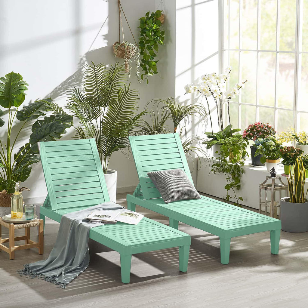 Lounge Chair Outdoor, Tanning Chair, Chaise Lounge Outdoor Set of 2 | 5 Adjustable Positions, Waterproof &