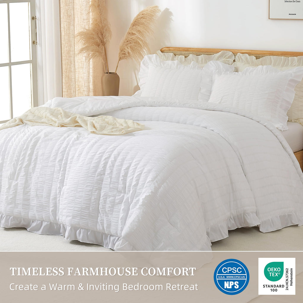 Ruffle Seersucker Comforter Set, Shabby Chic Bedding