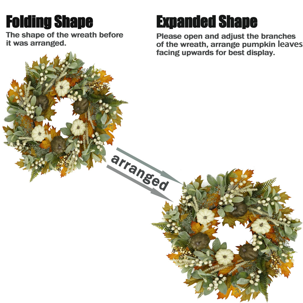 22'' Fall Wreaths for Front Door Autumn Wreath Decor