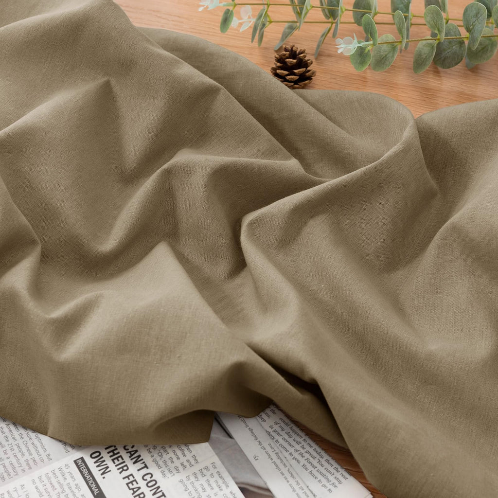 Natural Linen Cotton Fabric Half Yard 61" Wide, Linen Cotton Blend