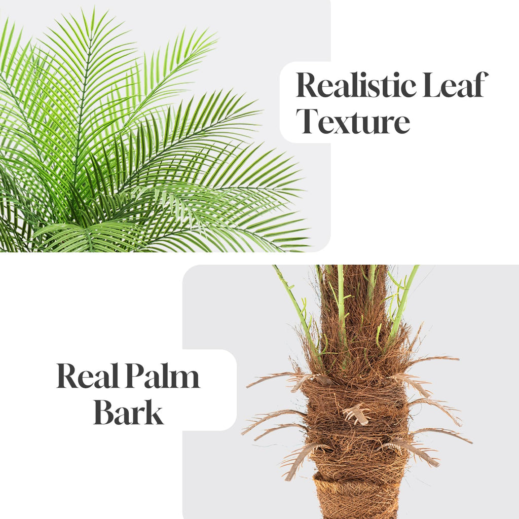 7ft Artificial Phoenix Palm Tree, Tall Faux Palm Plant with 15 Adjustable Leaves, Perfect for Outside Patio