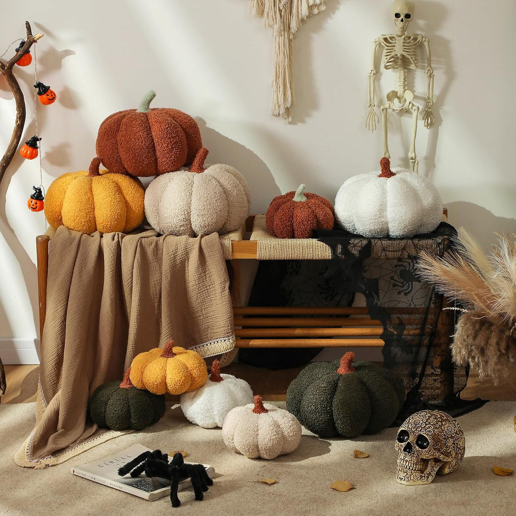 Halloween Pumpkin Pillows, Brown Pumpkin Shaped Throw Pillows Gifts, Fall Room Decoration, Small Cute Halloween