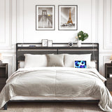 King Headboard, Headboard with 2 Outlets and 4 USB Ports, Adjustable Height, Storage Rack, Sturdy and Stable