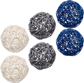 3.15'' Natural Rattan Decorative Balls for Bowls Home Decor Wedding - Set of 6