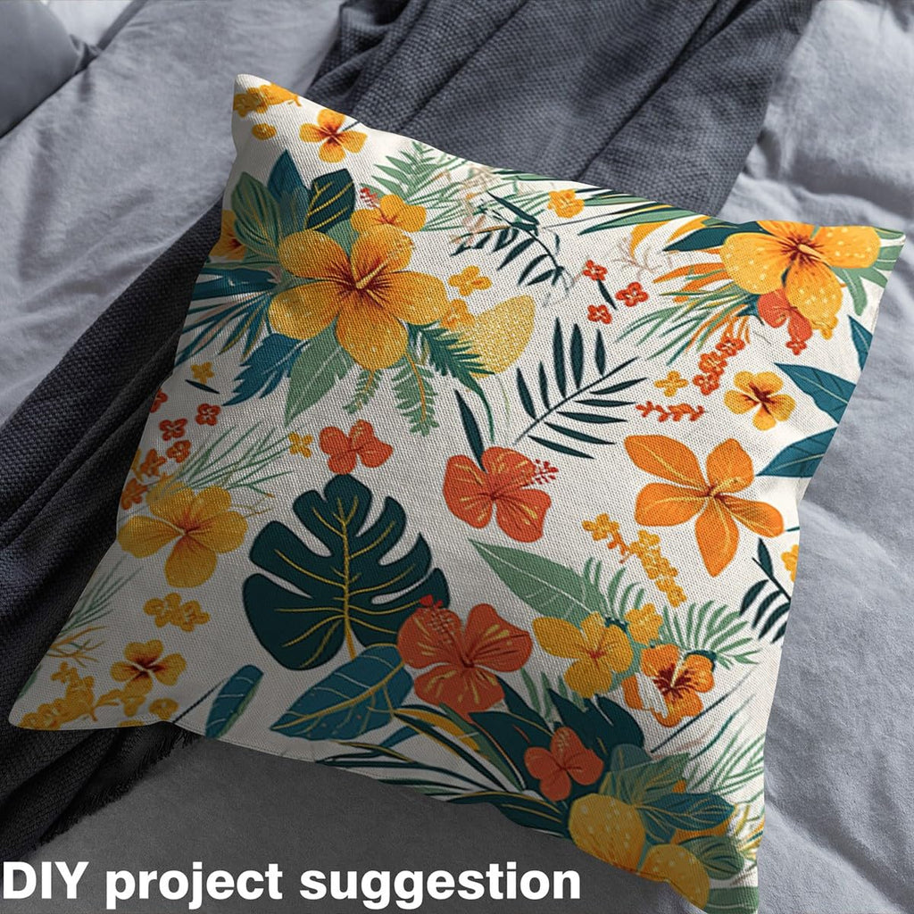 Palm Leaves Fabric, 2 Yards, 72" L x 59" W, Soft Polyester No Stretch Sewing Craft, Waterproof, Medium-Sized, Colorful