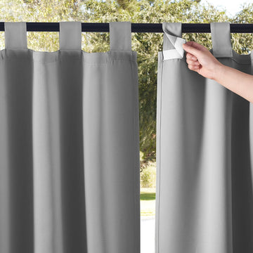 2 Panels=104" Width Patio Curtains Outdoor Waterproof Extra Long 108" Length, Self-Stick Tab Top Thermal Insulated