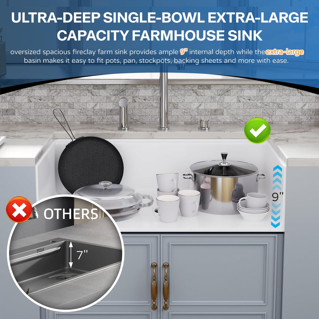 30 White Farmhouse Sink Reversible Workstation, Undermount Farm Kitchen Sink 30x20 inch Apron Front White Porcelain