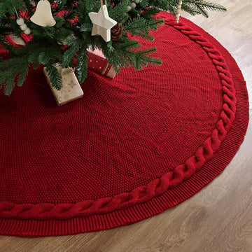 Knit Christmas Tree Skirts, Neutral Tree Skirt, Cozy Christmas Decorations