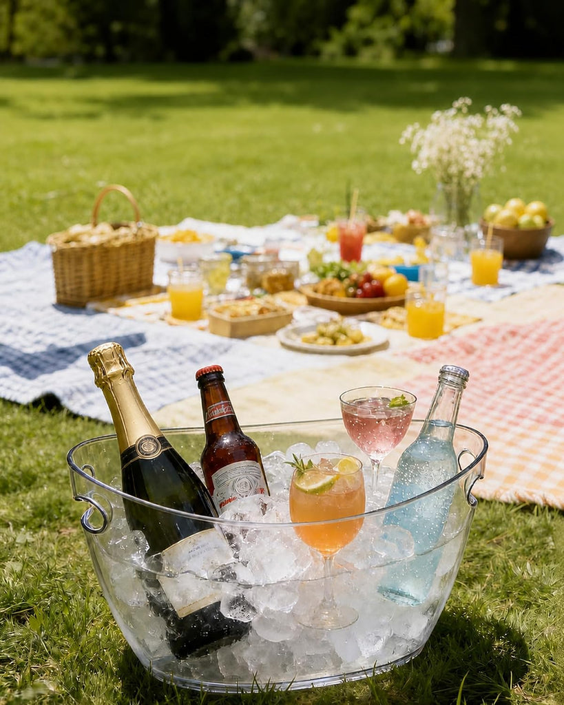 2-Pack Clear Acrylic Ice Buckets for Parties, 5.5L Drink Tubs - Set of 2
