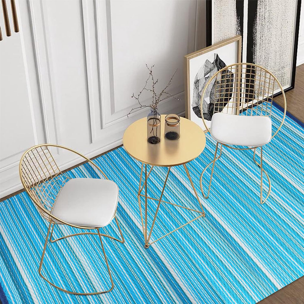 Reversible Outdoor/Indoor Plastic Rug Plastic Straw Rug Waterproof Portable Mat, Easy to Clean and Fold,Perfect for