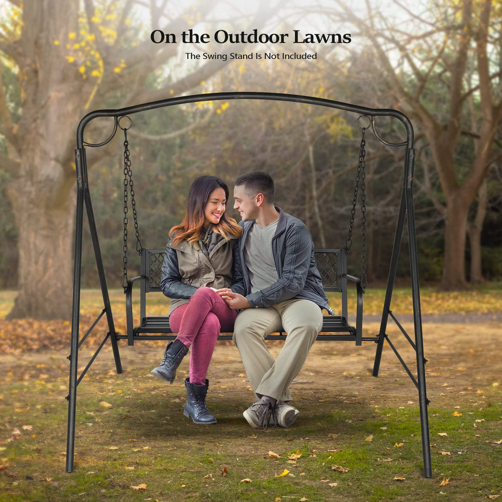 Heavy Duty Metal Porch Swing, 660 LBS Swing Bench, Gridback
