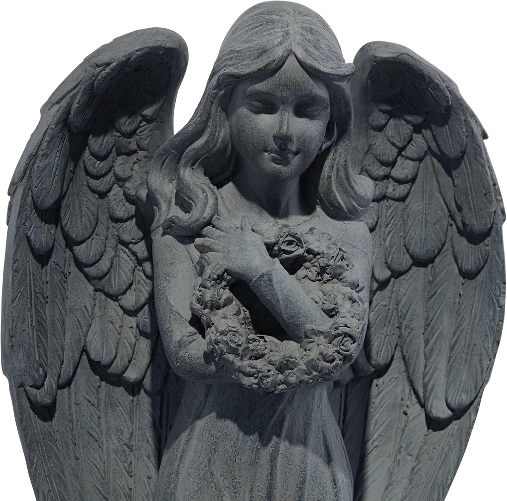 Standing Angel 25" High Faux Greystone Indoor-Outdoor Statue | Sculpture Catholic Religious English Decor Garden