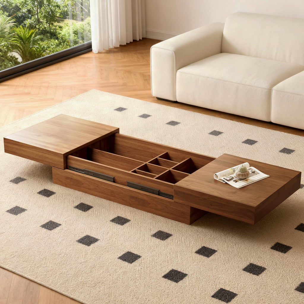 47.2" Sliding Top Coffee Table with Hidden Storage, Walnut