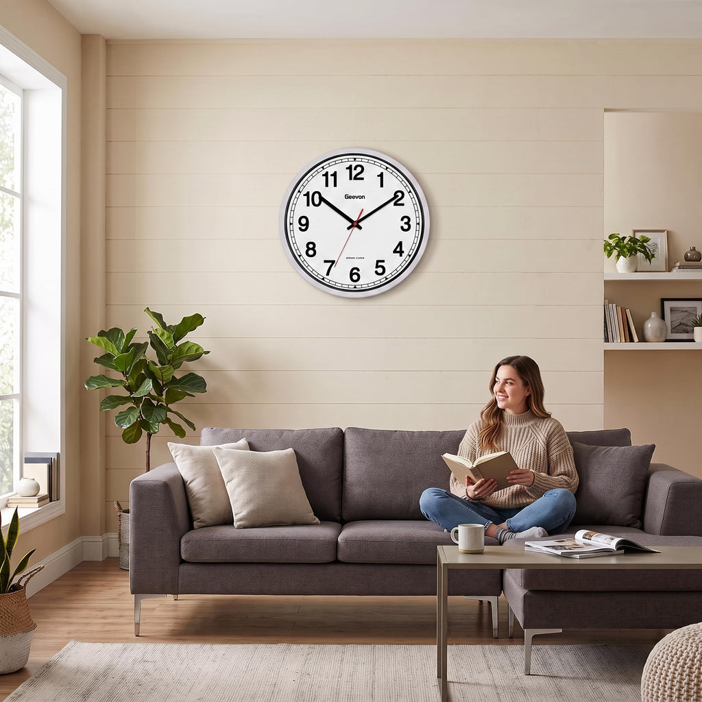 Inspired Nelson Style 16" Atomic Wall Clock Self-Setting Analog Clock with Automatic Time