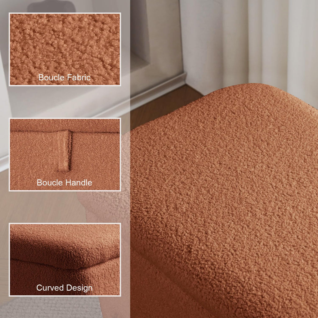 Storage Bench Bedroom Bench Sherpa Ottoman Storage Entryway Rectangular Boucle Foot Rest Stool Padded Seat