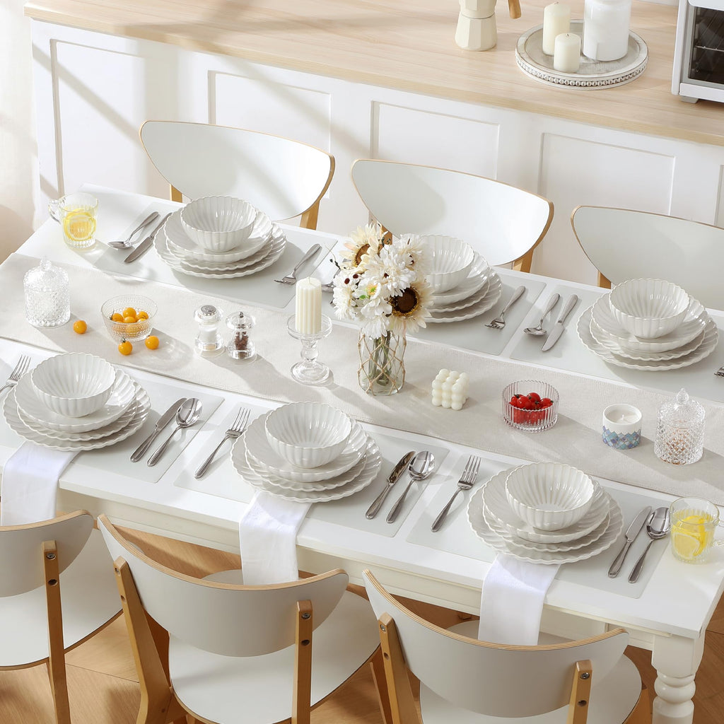 24 Pieces Dinnerware Sets, Ceramic Plates and Bowls Sets for 6