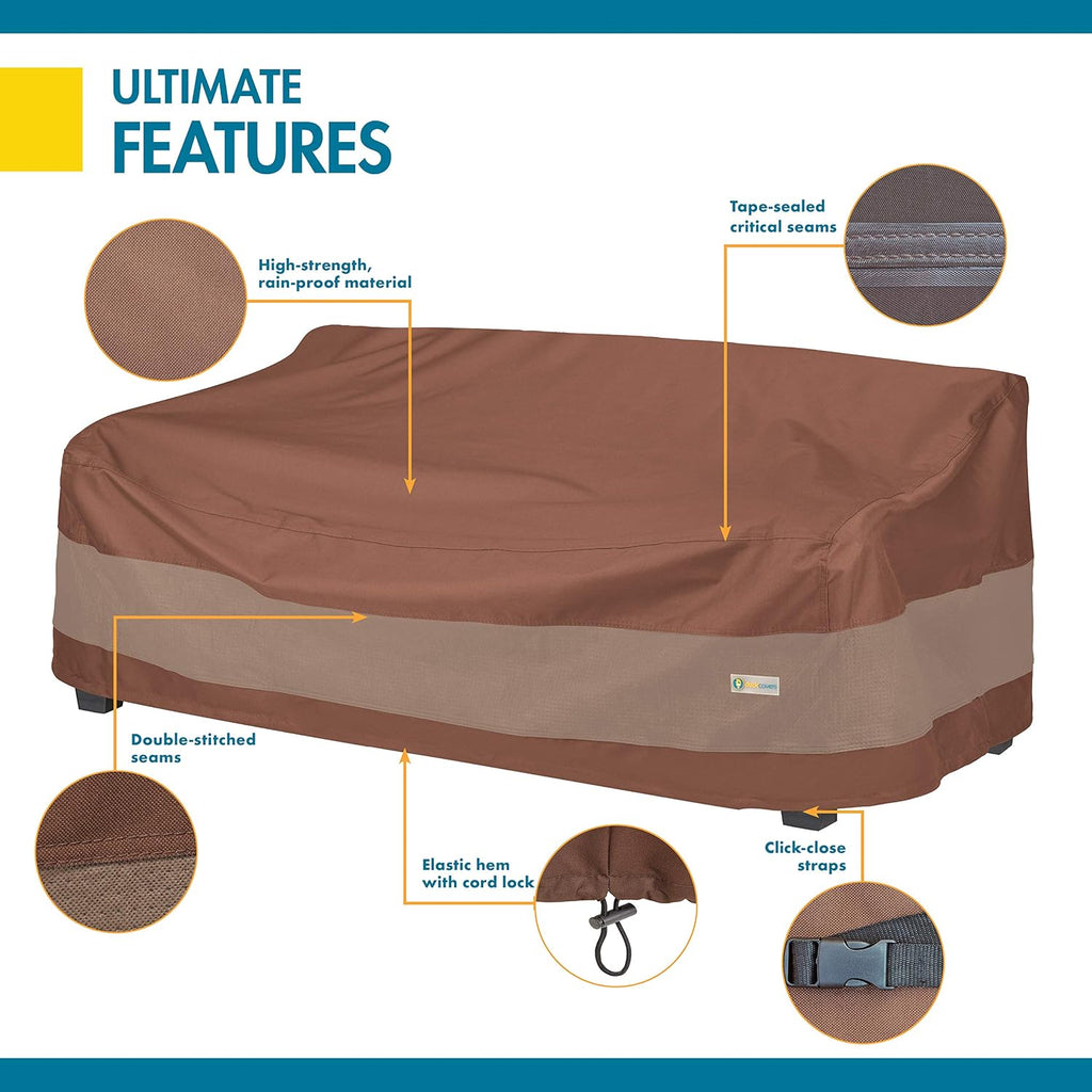 Ultimate Patio Sofa Cover, 77"W x 37"D x 35"H, Mocha Cappuccino, Outdoor Sofa Cover
